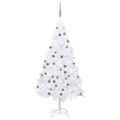 VidaXL Kunstkerstboom met verlichting en kerstballen 180 cm PVC wit