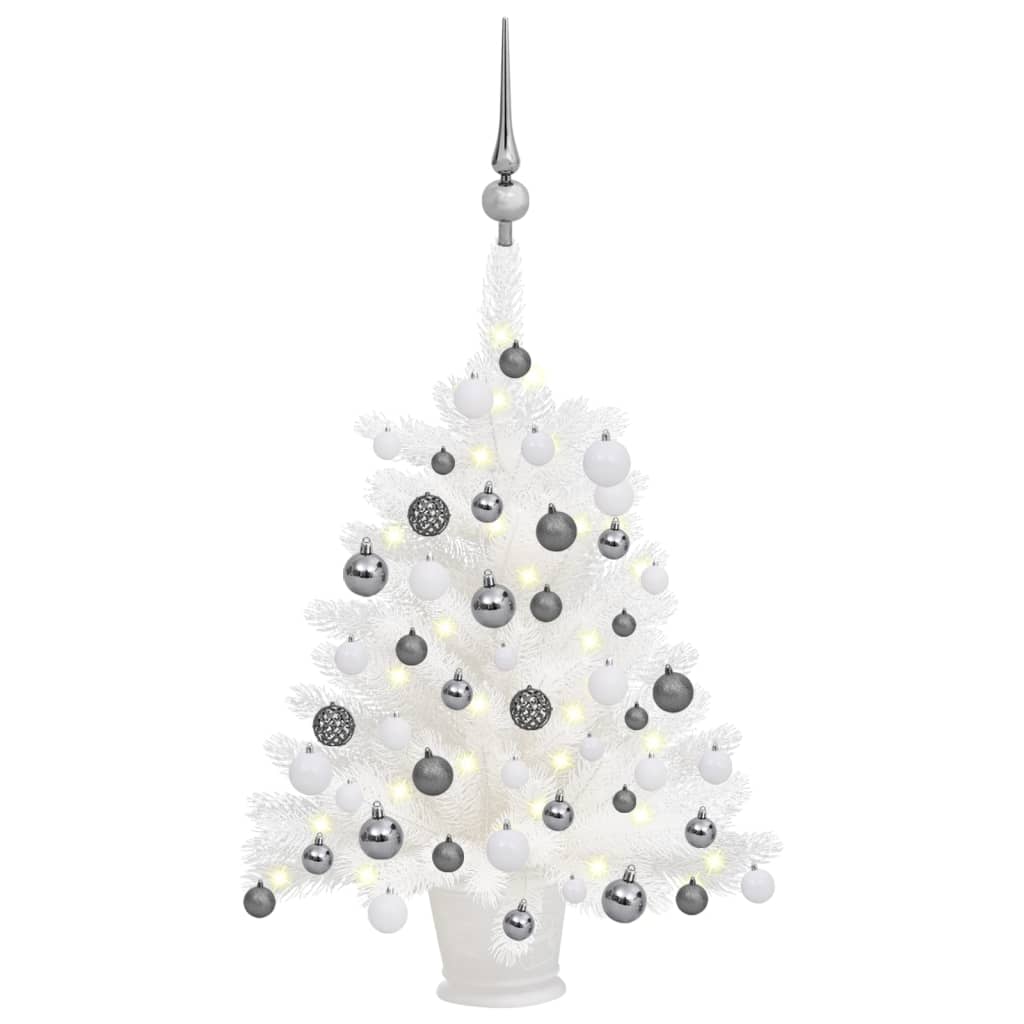 VidaXL Kunstkerstboom met verlichting en kerstballen 65 cm wit