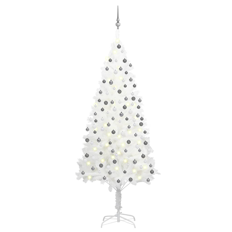 Vidaxl Kunstkerstboom con illuminazione e palle di Natale 210 cm Pvc White