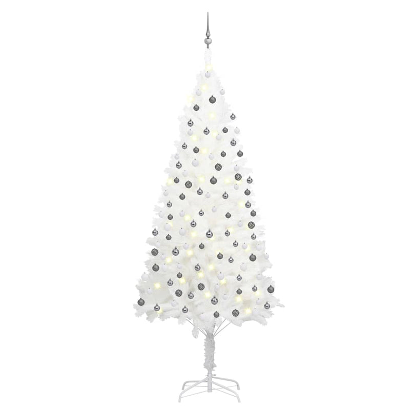 Vidaxl Kunstkerstboom con iluminación y bolas de Navidad de 240 cm de blanco