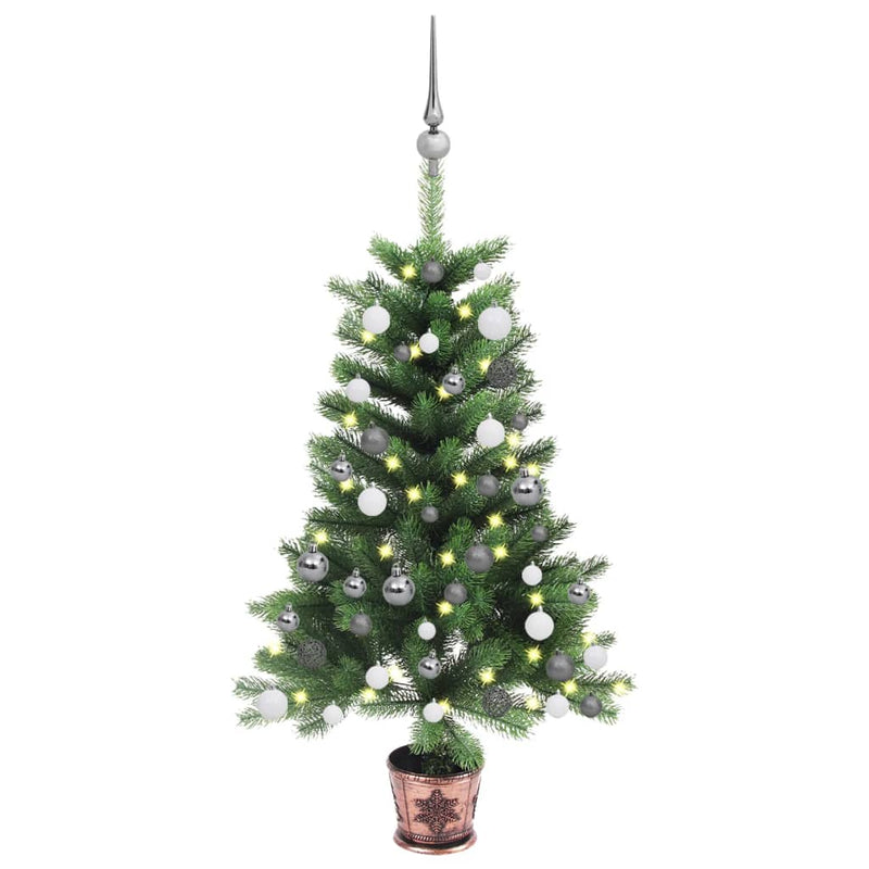 Vidaxl Kunstkerstboom con iluminación y bolas de Navidad de 65 cm verde