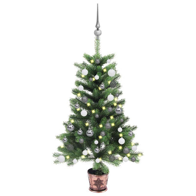 Vidaxl Kunstkerstboom con iluminación y bolas de Navidad de 90 cm verde