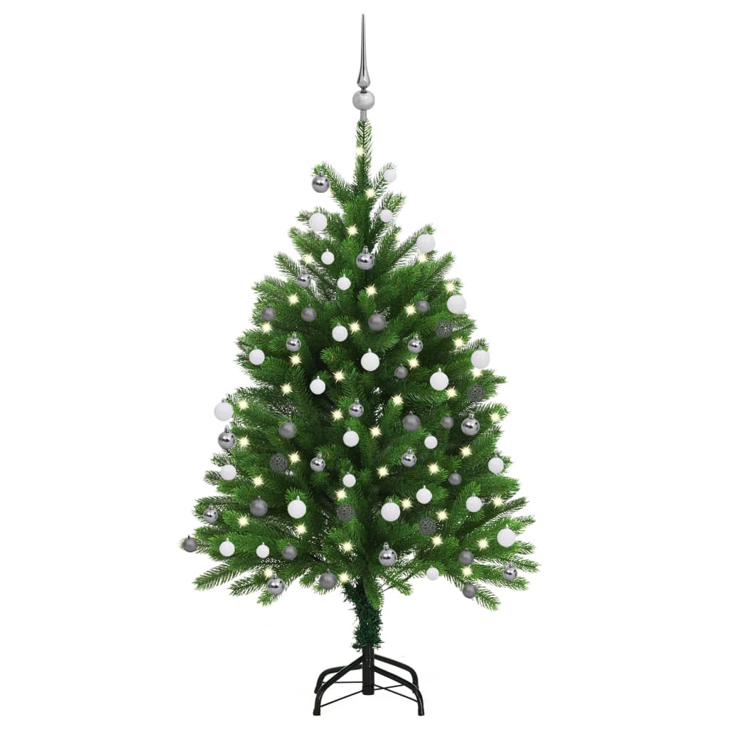 Vidaxl Kunstkerstboom con iluminación y bolas de Navidad de 120 cm verde