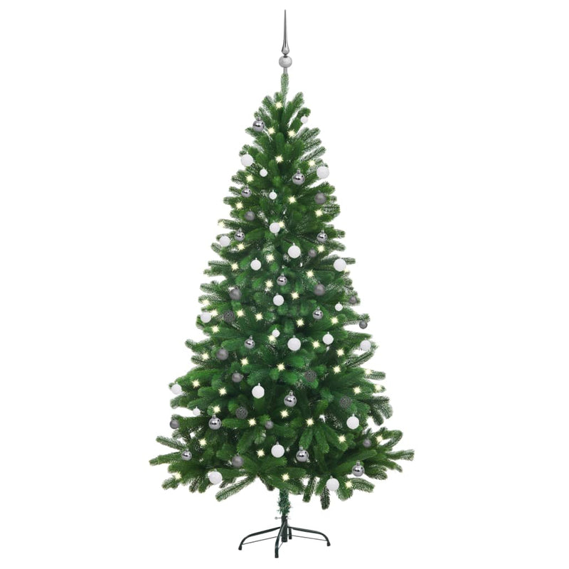 Vidaxl Kunstkerstboom con iluminación y bolas de Navidad de 180 cm verde
