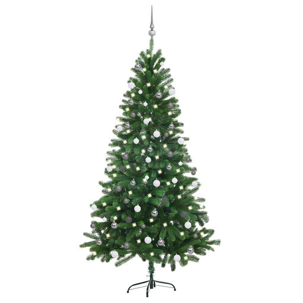 Vidaxl Kunstkerstboom con iluminación y bolas de Navidad de 180 cm verde