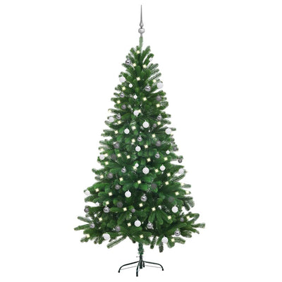 Vidaxl Kunstkerstboom con iluminación y bolas de Navidad de 180 cm verde