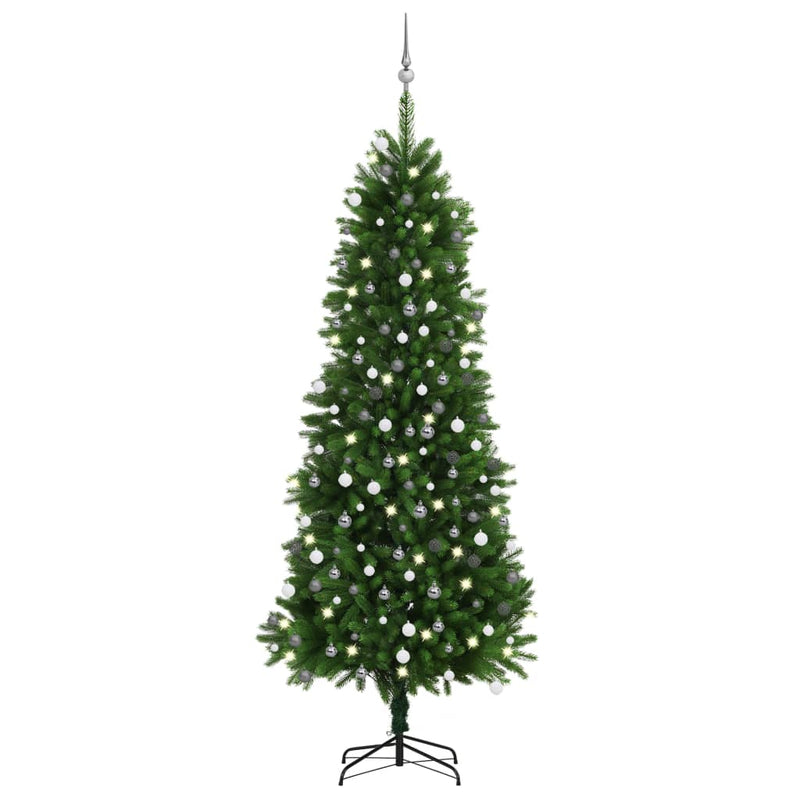 Vidaxl Kunstkerstboom con iluminación y bolas de Navidad de 240 cm verde