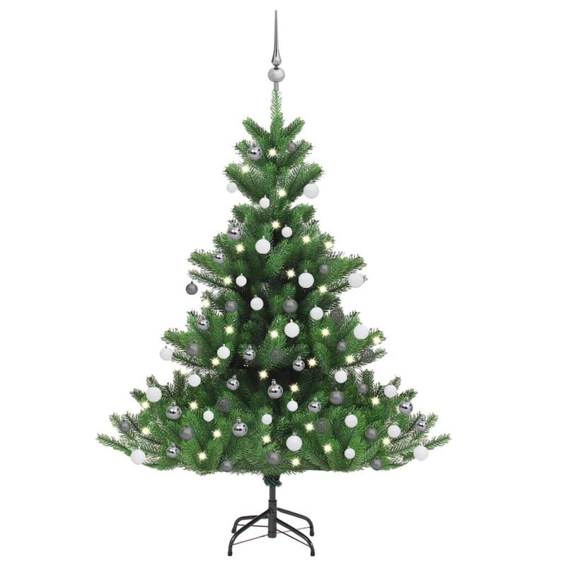 Vidaxl Kunstkerstboom Nordmann con LED y bolas de Navidad de 120 cm de verde