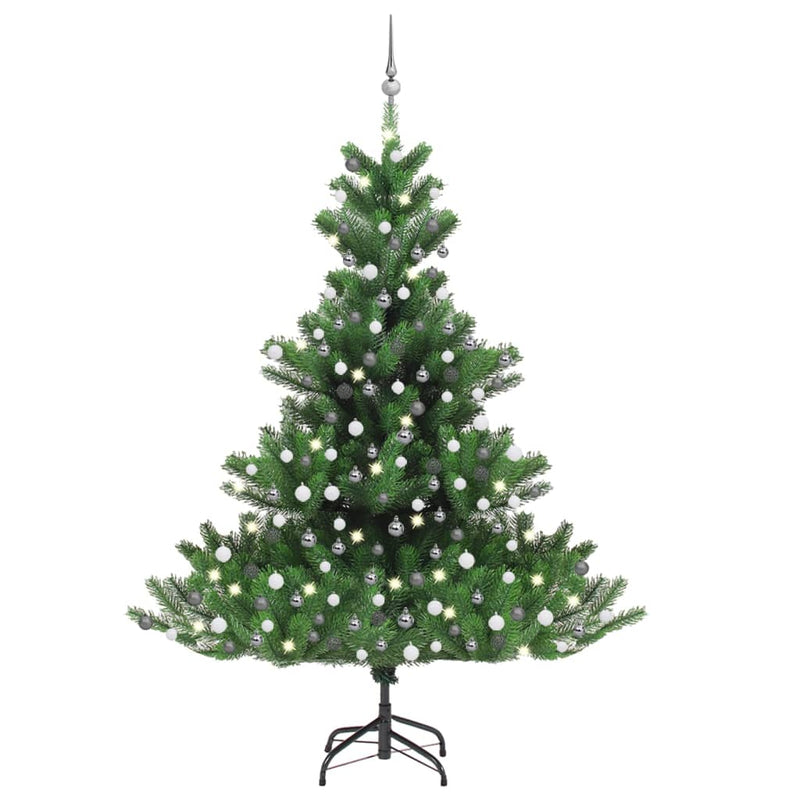 Vidaxl Kunstkerstboom Nordmann con LED y bolas de Navidad de 210 cm verde