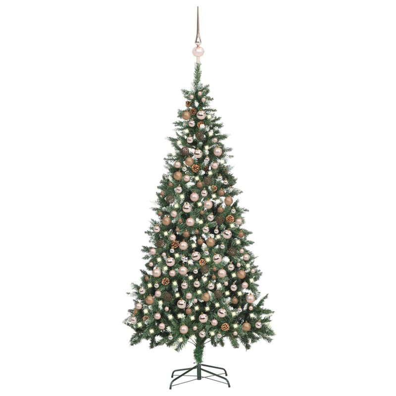 Vidaxl Kunstkerstboom con iluminación de bolas de Navidad de pino 210 cm