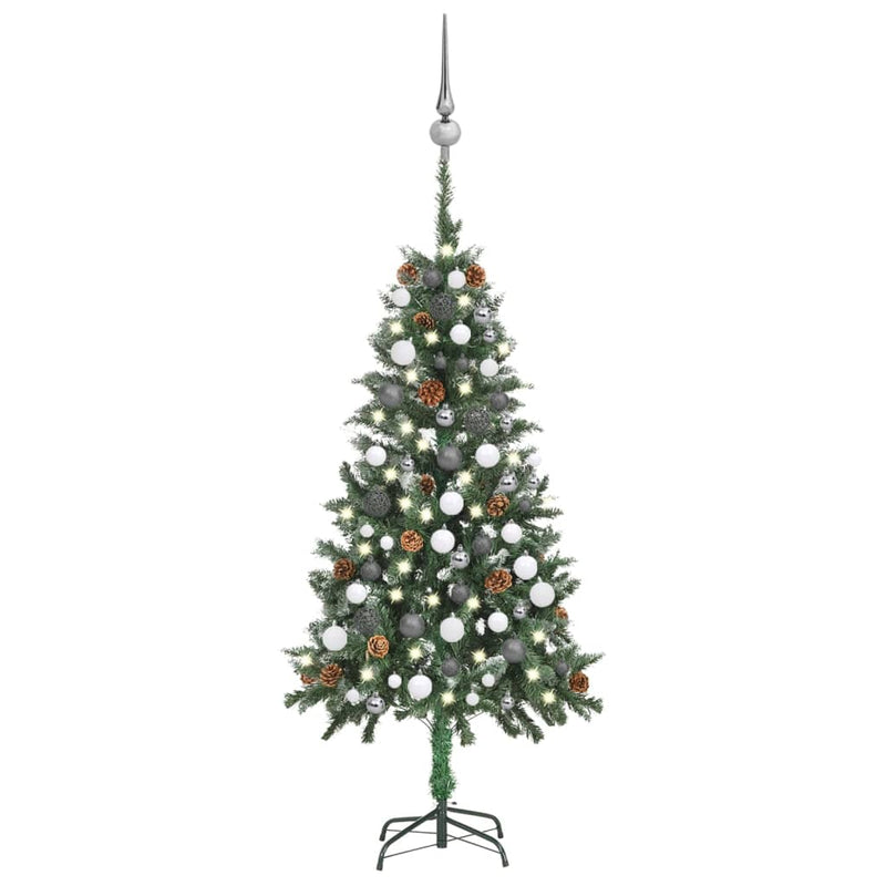 Vidaxl Kunstkerstboom con iluminación de bolas de Navidad de pino 150 cm