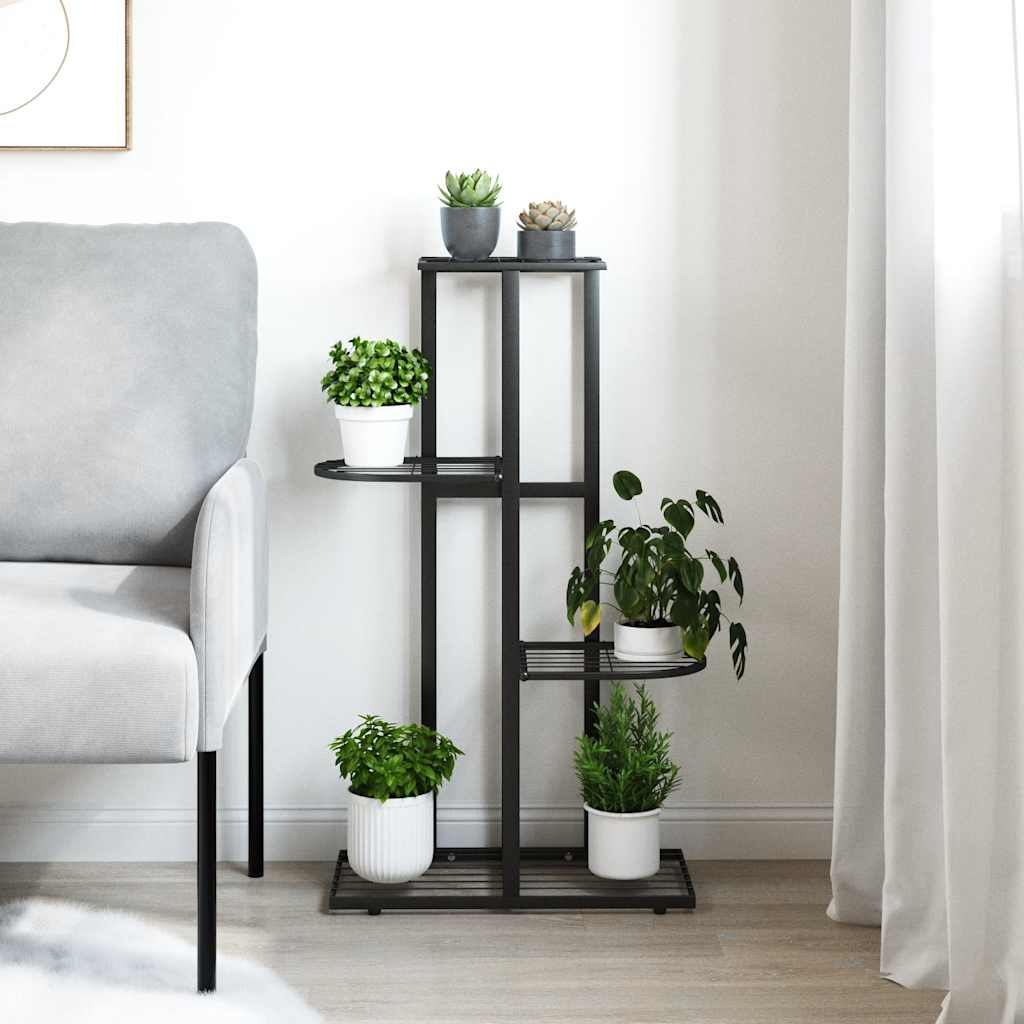 Vidaxl Flower Standard con 4 strati 43x22x76 cm di metallo nero