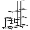 Soporte de flores Vidaxl con ruedas 94.5x25x92.5 cm de metal negro