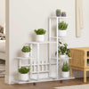 Soporte de flores Vidaxl con ruedas 94.5x25x92.5 cm de metal blanco