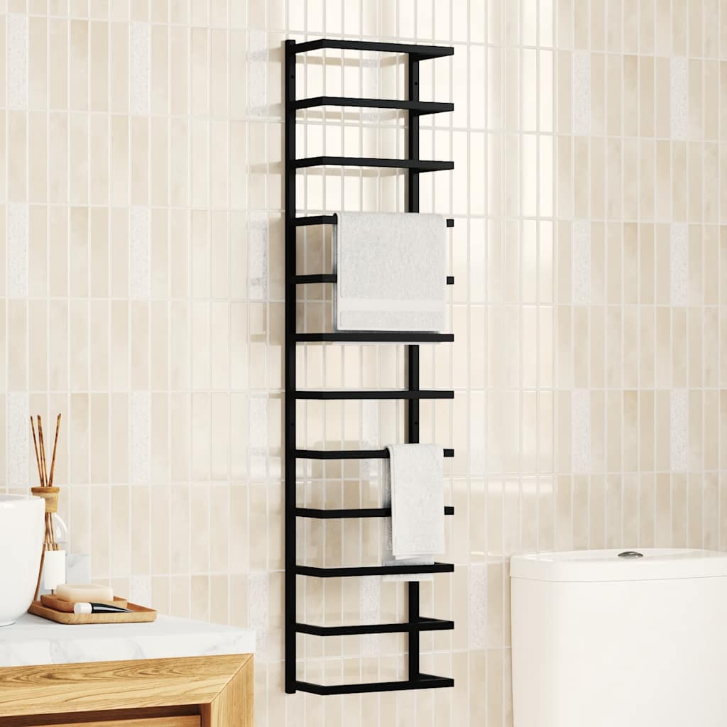 Rack per asciugamano Vidaxl 24x12x96 cm in acciaio nero