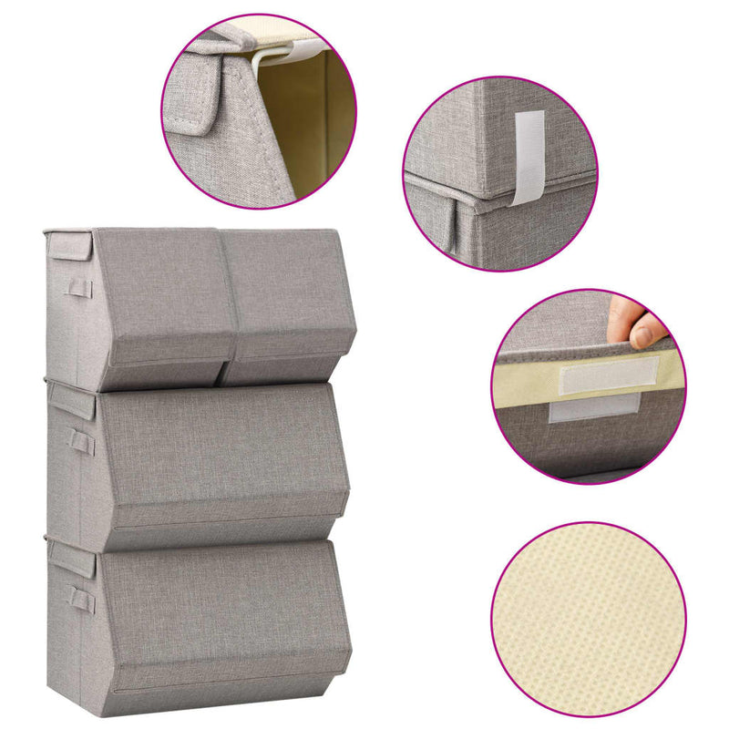 Vidaxl Set di scatole di stoccaggio a 4 pezzi Fabric grigio
