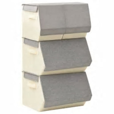 Vidaxl Set di scatole da stoccaggio a 4 pezzi in tessuto impilabile grigio e color crema