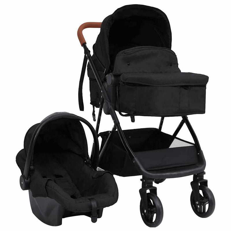 Vidaxl Pram 3 in 1 in acciaio color antracite e nero