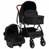 Vidaxl kinderwagen 3-in-1 staal antracietkleurig en zwart