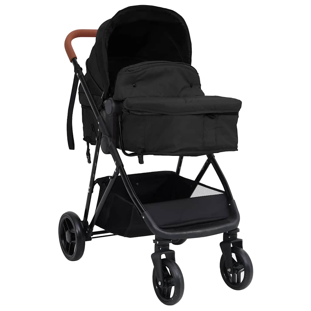 Vidaxl PRAM 3-In-1 de acero de color antracita y negro