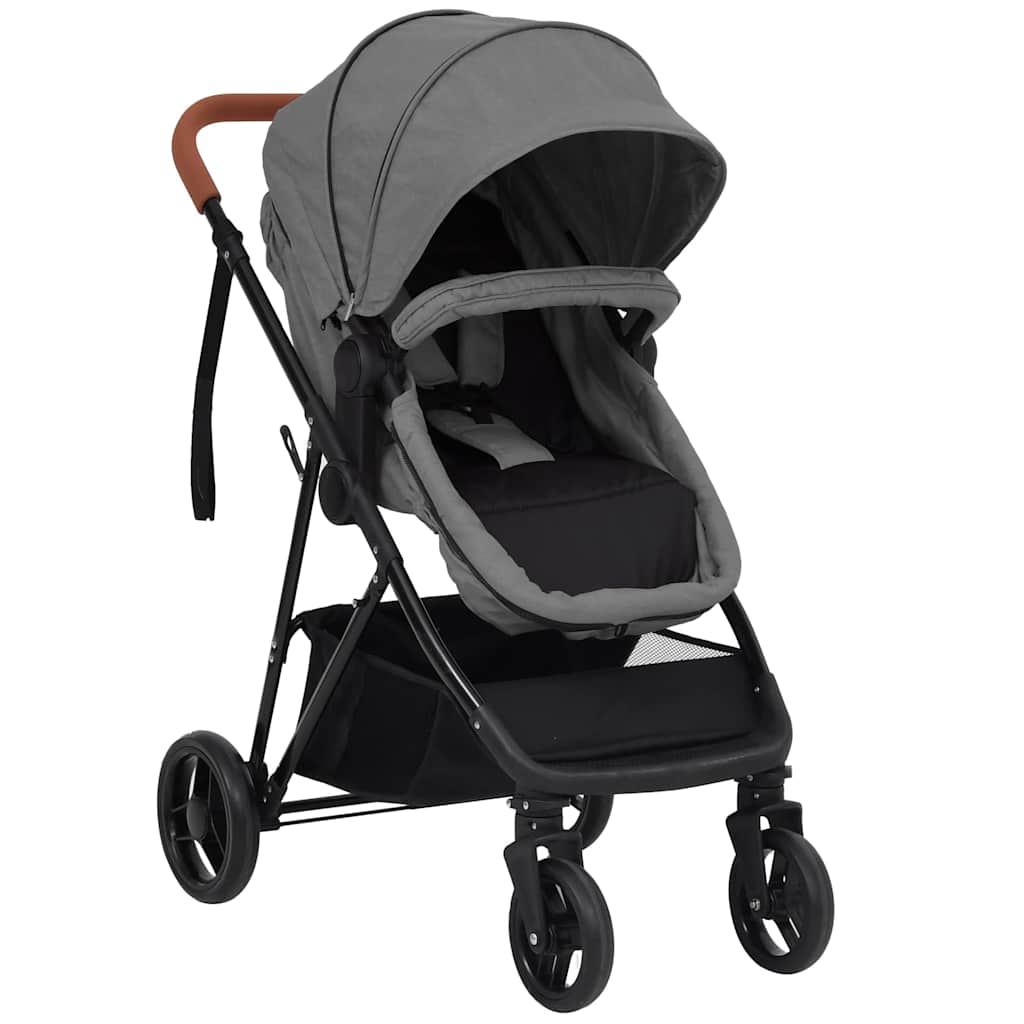 Vidaxl Carroller 2-in-1 de acero gris claro y negro