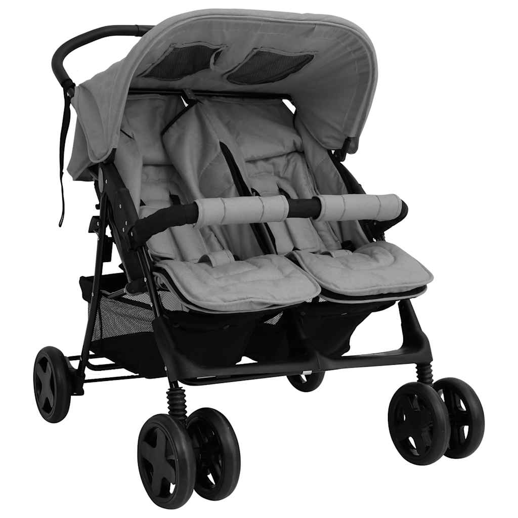 Cochecito VidaXL Twin Acero Gris Claro