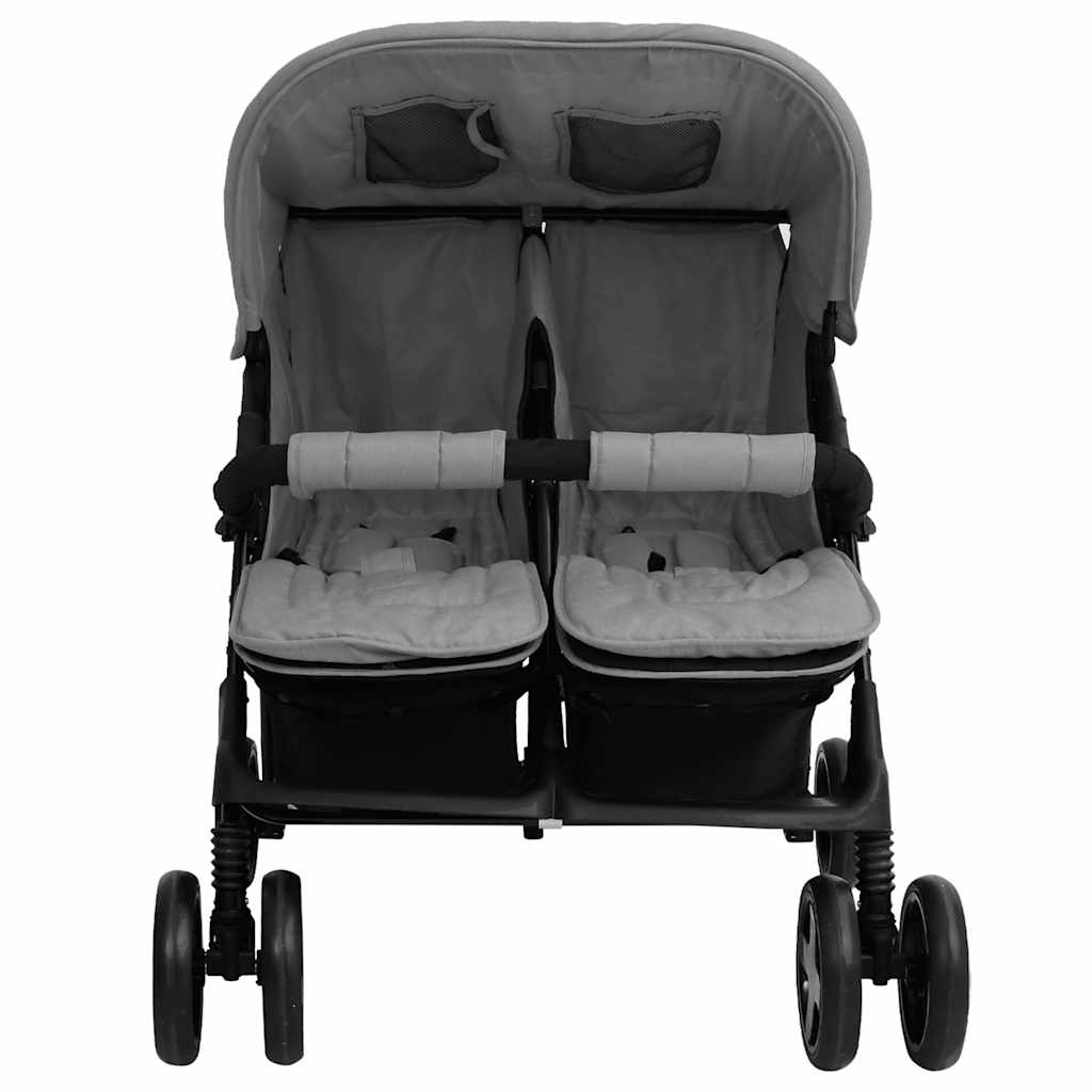 Cochecito VidaXL Twin Acero Gris Claro