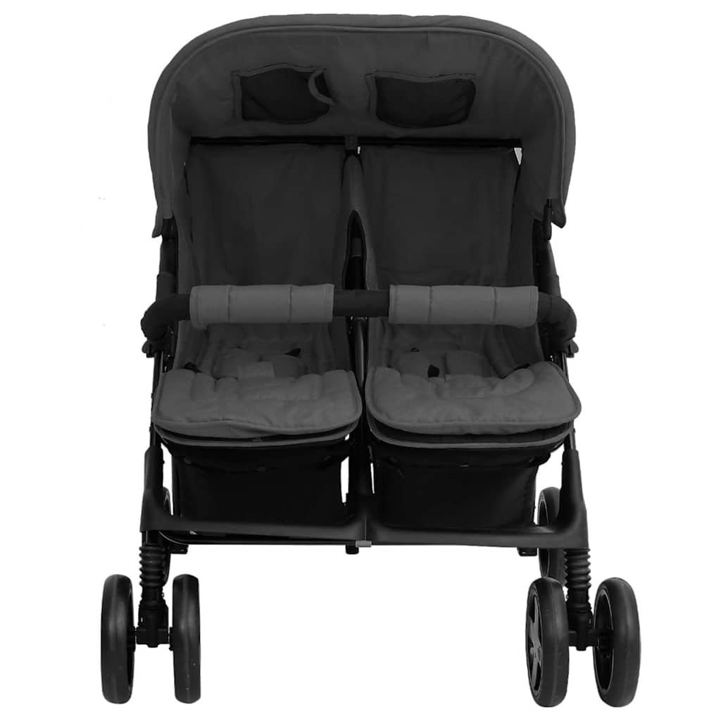 Cochecito VidaXL Twin Acero Gris Oscuro