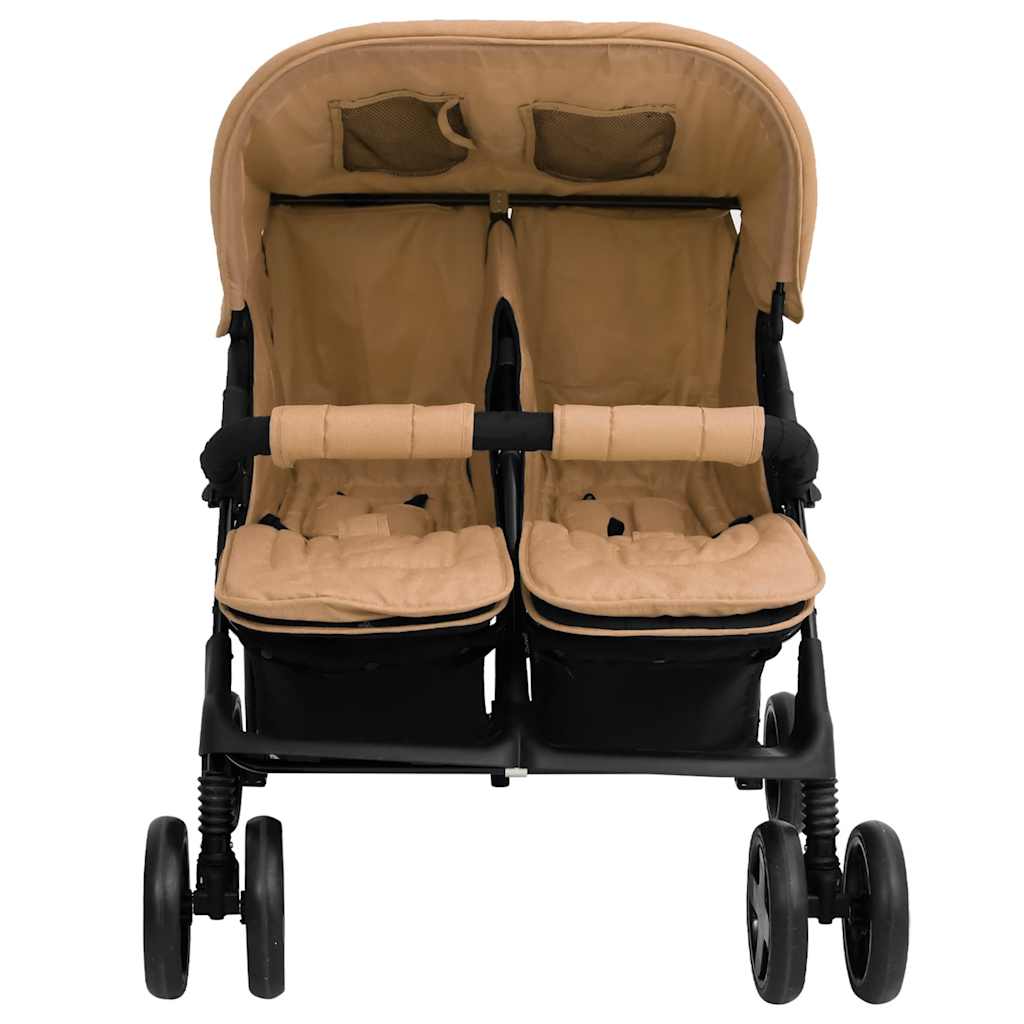 Cochecito VidaXL Twin Acero Taupe