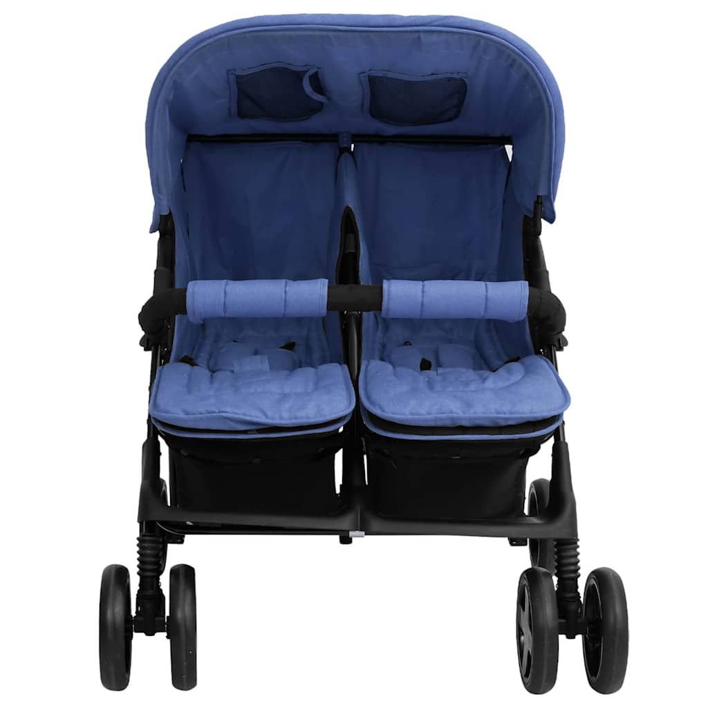 Cochecito VidaXL Twin Acero Azul Marino
