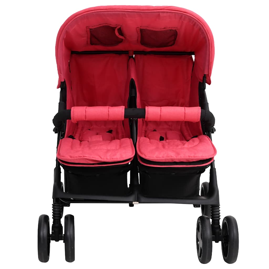 Cochecito VidaXL Twin Acero Rojo