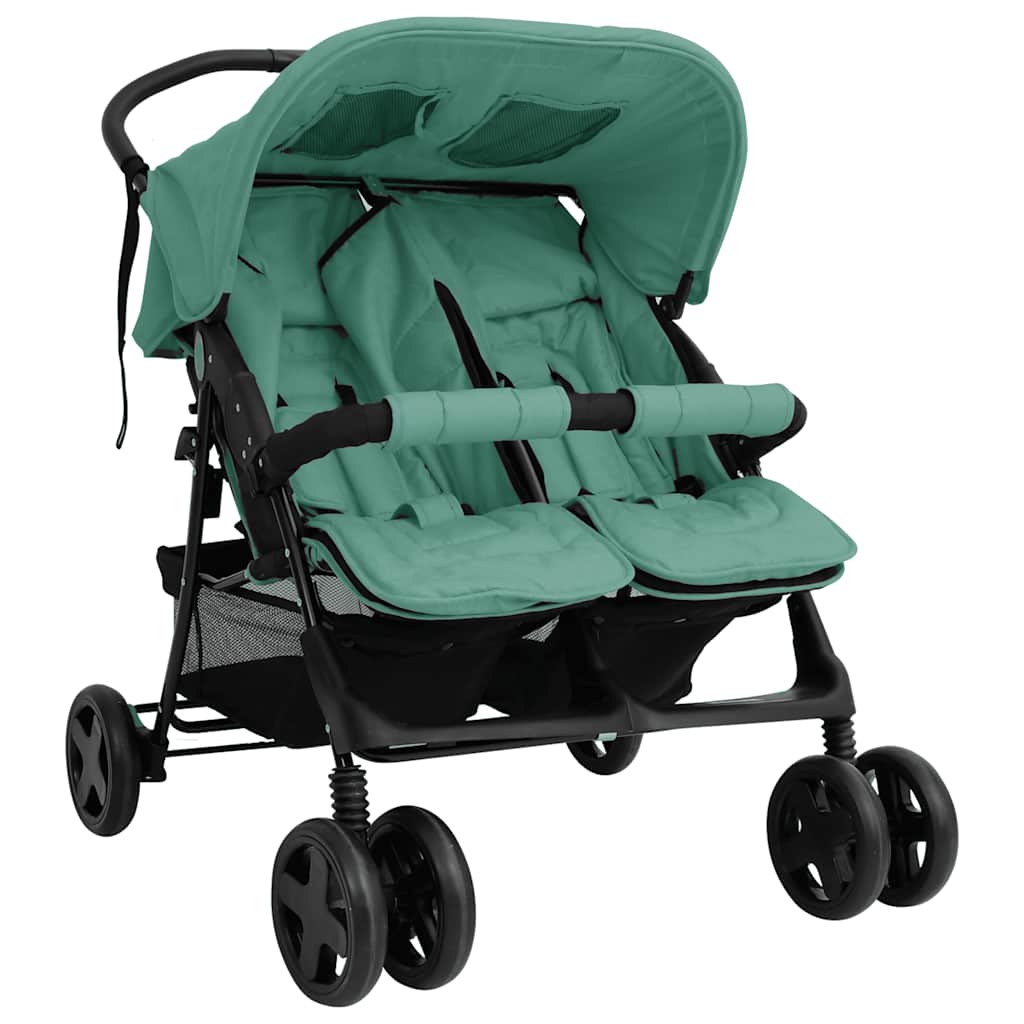 Cochecito VidaXL Twin Verde Acero