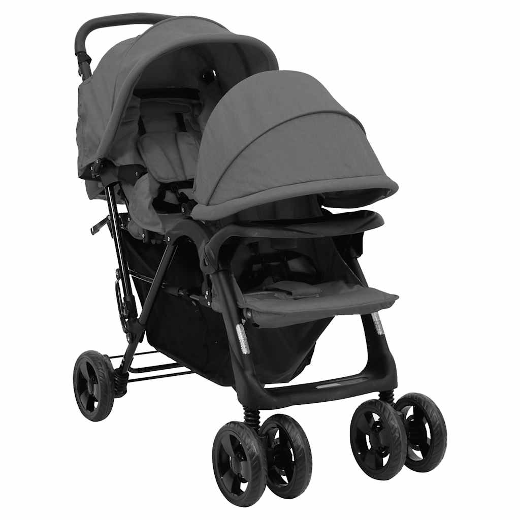 Vidaxl Twin Children Tandem Steel Grey Dark Gray