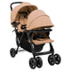 Cochecito VidaXL Twin Tandem Acero Taupe
