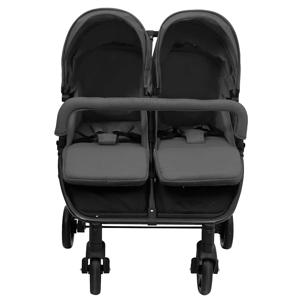 Vidaxl Twin Buggy Steel Gris oscuro y negro