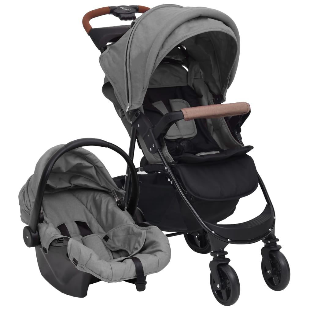 Vidaxl kinderwagen 3-in-1 staal lichtgrijs