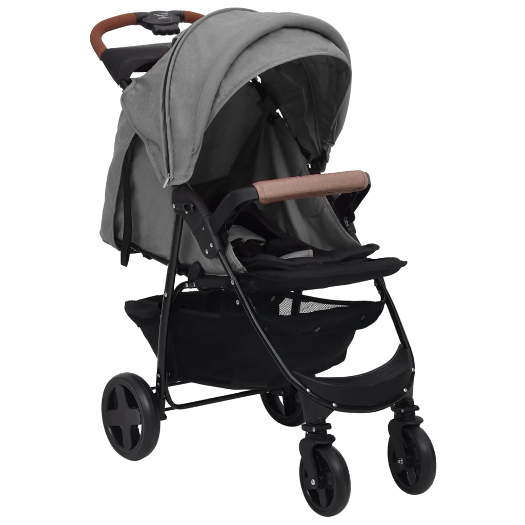 Vidaxl kinderwagen 3-in-1 staal lichtgrijs