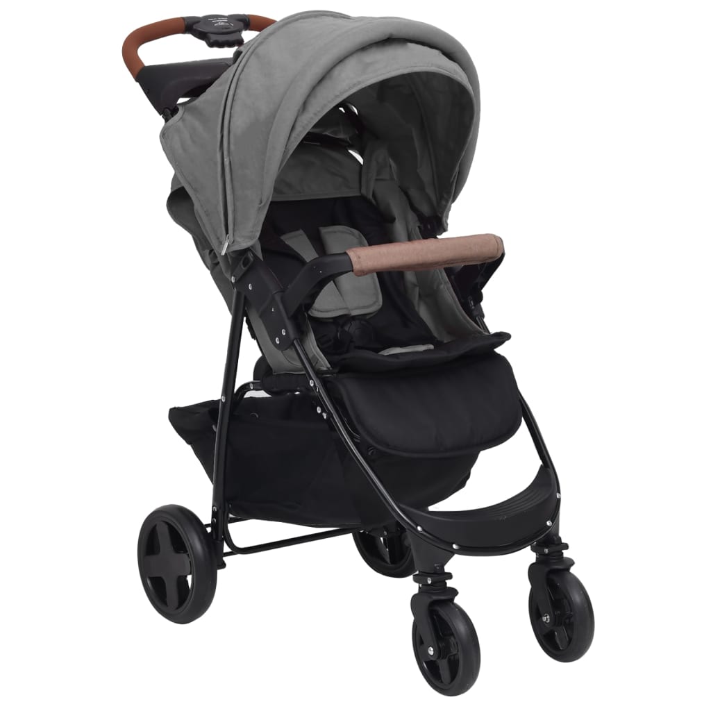 Vidaxl kinderwagen 3-in-1 staal lichtgrijs