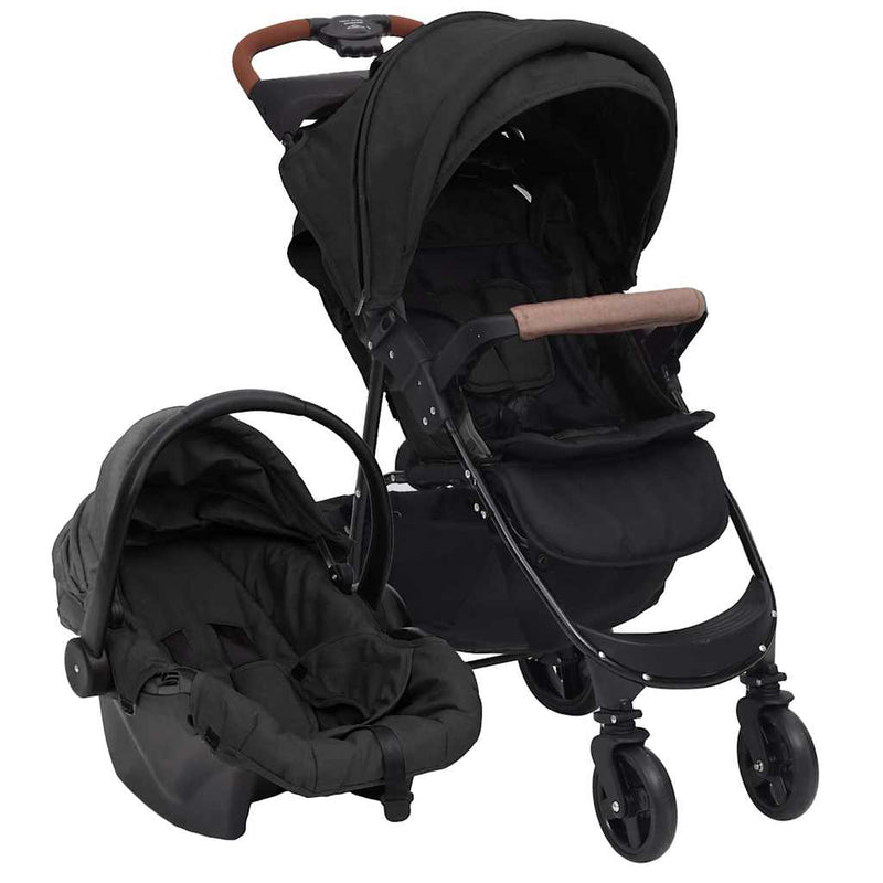 Vidaxl PRAM 3-in-1 de acero de color antracita