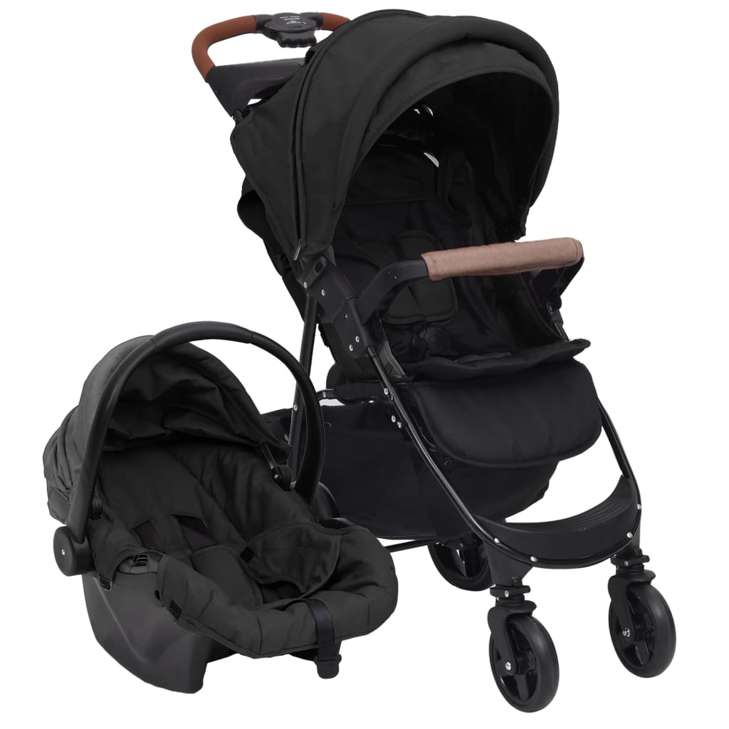 Vidaxl Pram 3 in 1 in acciaio antracite
