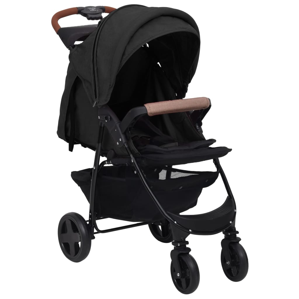 Vidaxl Pram 3 in 1 in acciaio antracite