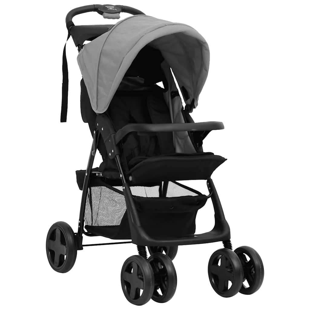 Vidaxl Carroller 2-in-1 de acero gris claro y negro
