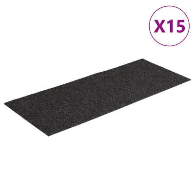 Esteras de escalera de Vidaxl autoadhesivo 15 st rectangular 60x25 cm antracita