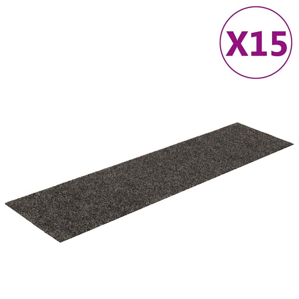 Esteras de escalera de Vidaxl autoadhesivo 15 st rectangular 76x20 cm antracita