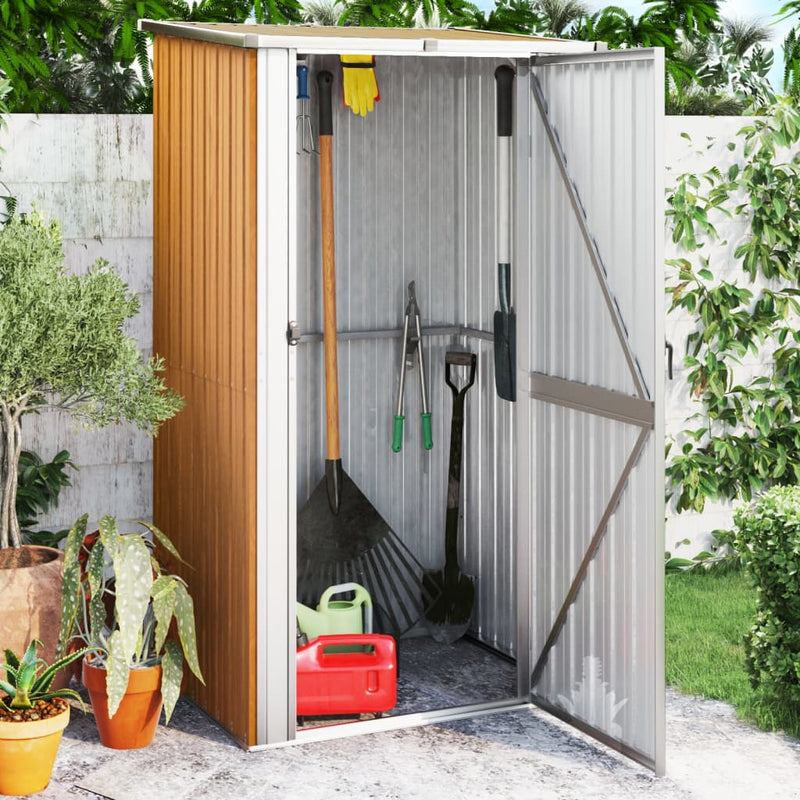 Vidaxl Garden Shed 118.5x97x209.5 cm de acero galvanizado marrón