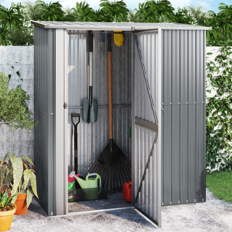 Vidaxl Garden Shed 180.5x97x209.5 cm de acero galvanizado gris