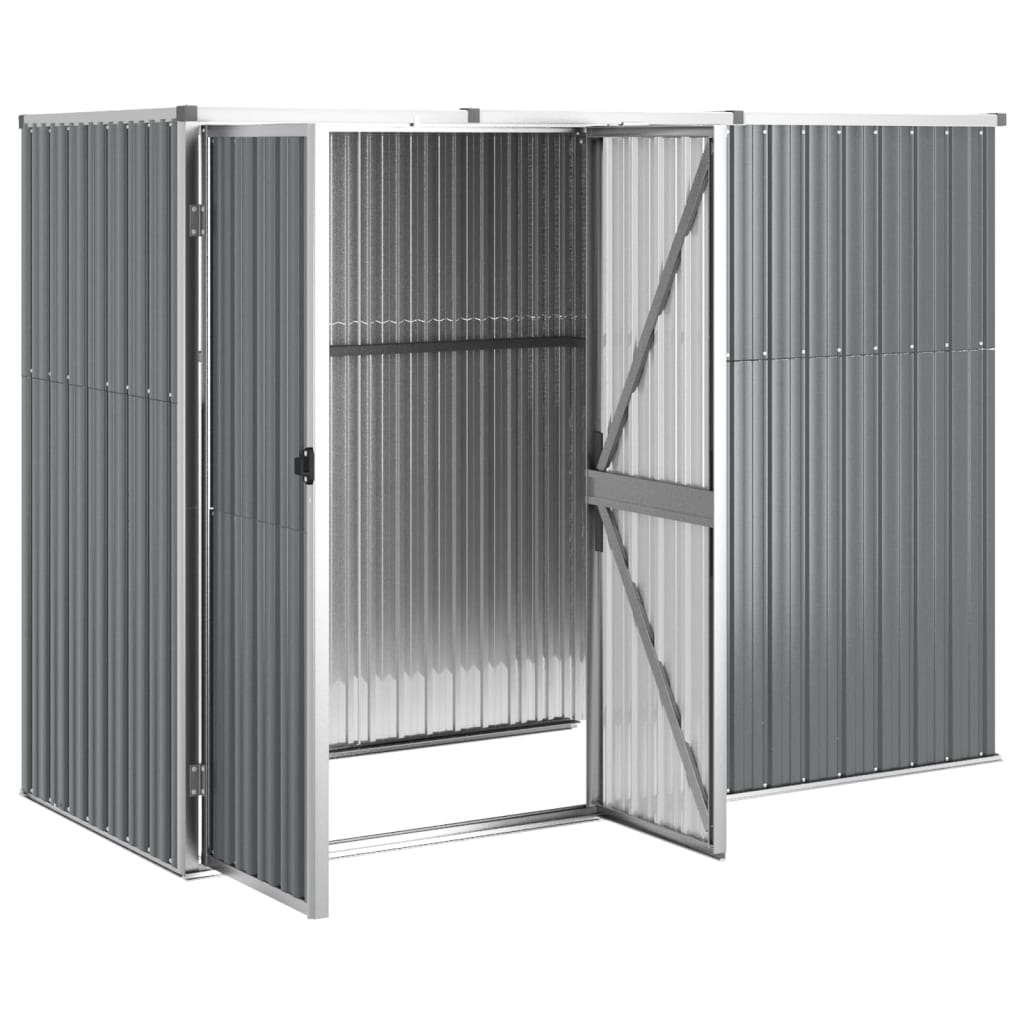 Vidaxl Garden Shed 225x89x161 cm de acero galvanizado gris