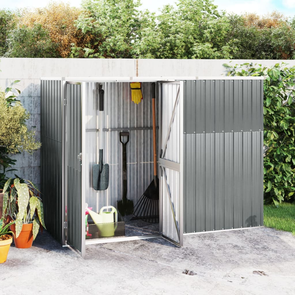 Vidaxl Garden Shed 225x89x161 cm de acero galvanizado gris