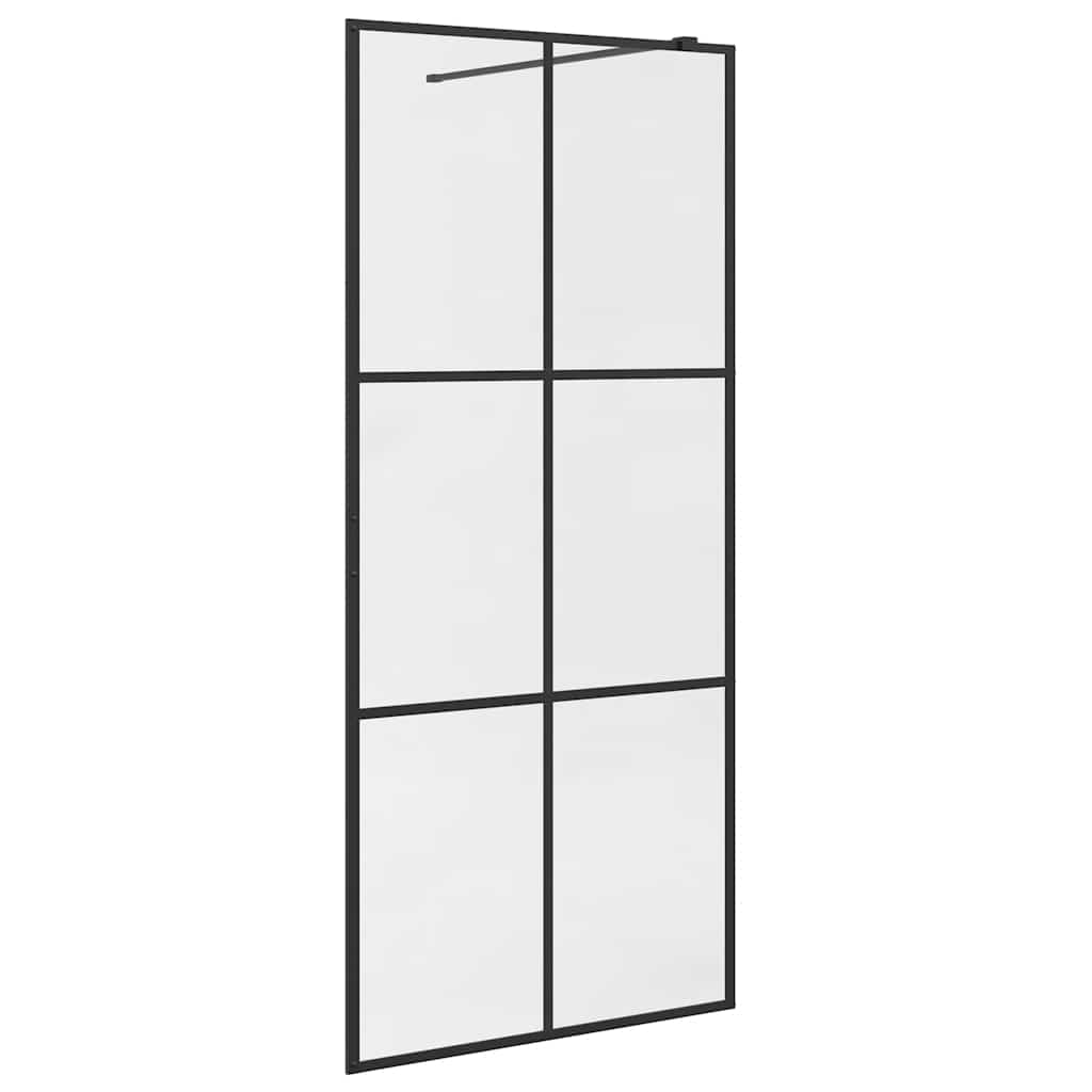 Vidaxl Walk-In Shower Wall 90x195 cm ESG-Glas transparente y negro