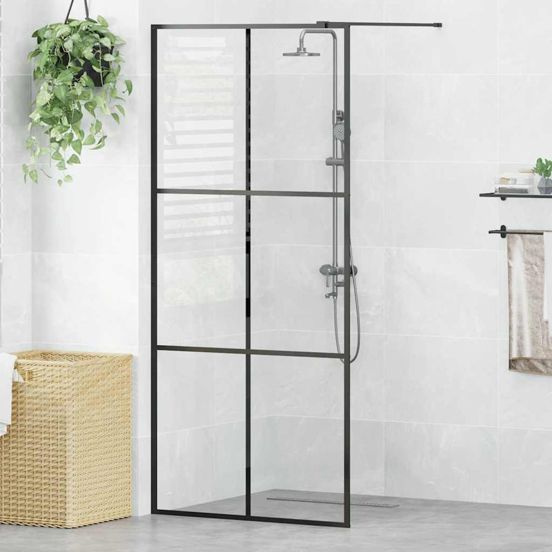 Vidaxl Walk-In Shower Wall 90x195 cm ESG-Glas transparente y negro